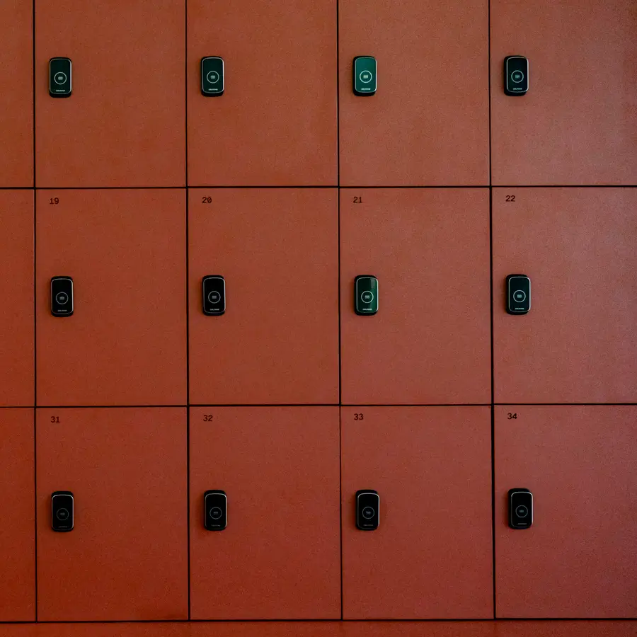 Terracotta lockers in the ASAI GYM changing room