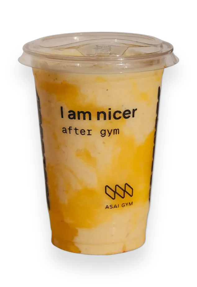 Good Decisions smoothie in an ASAI GYM cup