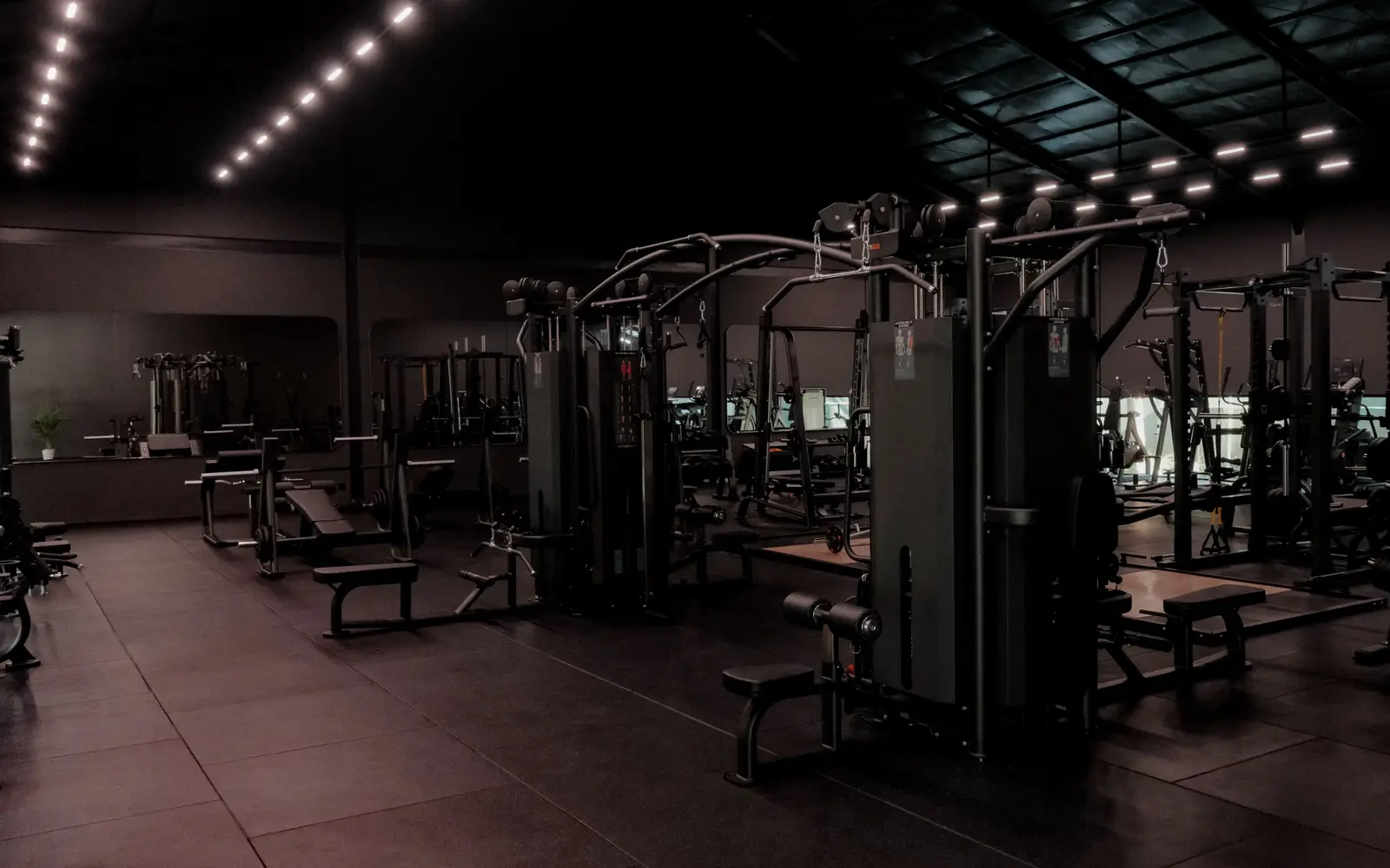 The main training floor at ASAI GYM under linear lighting